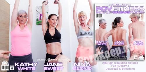 [Mature.nl, Mature.eu] Jane Sweet (39), Kathy White (46), Nina Blond (50) & James Dane (20) - POV fitness fucking with three skinny mature nymphos (FullHD 1080p, 1.54 GB)